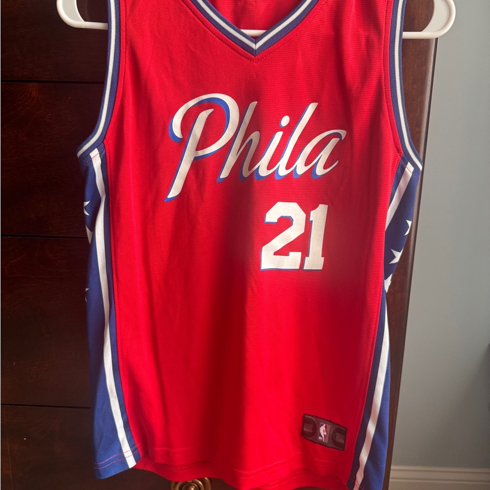 Fanatics Red and Blue Youth Jersey: Philadelphia 76ers